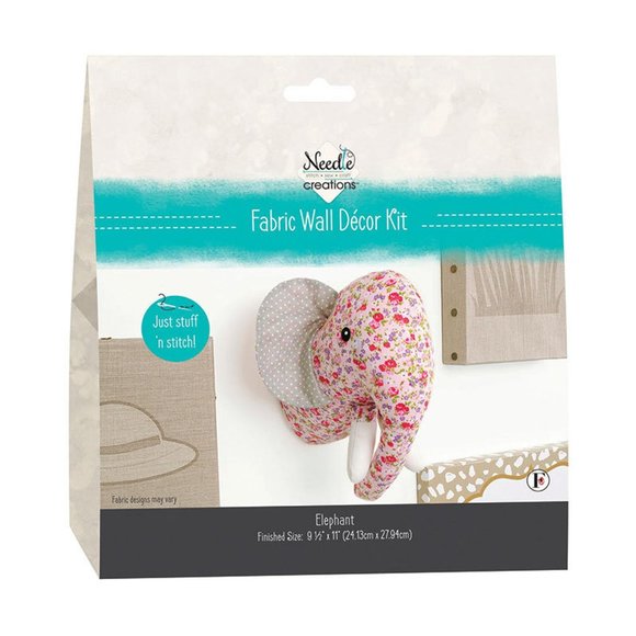 Needle Creations Fabric Wall Decor Kit: Elephant Nwt - Picture 1 of 7